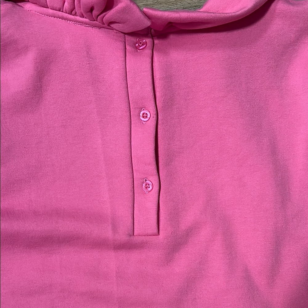 Women's Pink Ruffle Sleeve Sweatshirt Hoodie - Picture 4 of 5